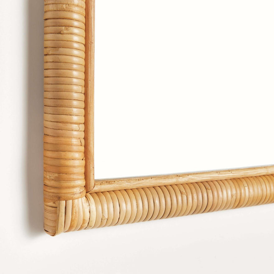 Vintage Rattan Framed Arch Wall Mirror for Coastal Homes